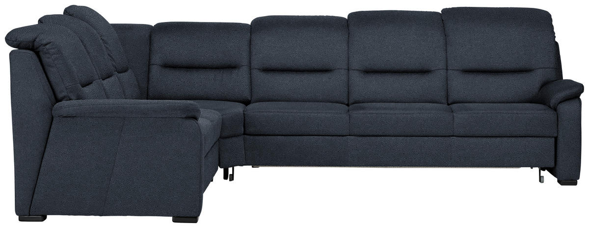 ECKSOFA in Mikrofaser Blau  245/303 cm  - Blau/Schwarz, KONVENTIONELL, Holz/Textil (245/303cm) - Beldomo Comfort