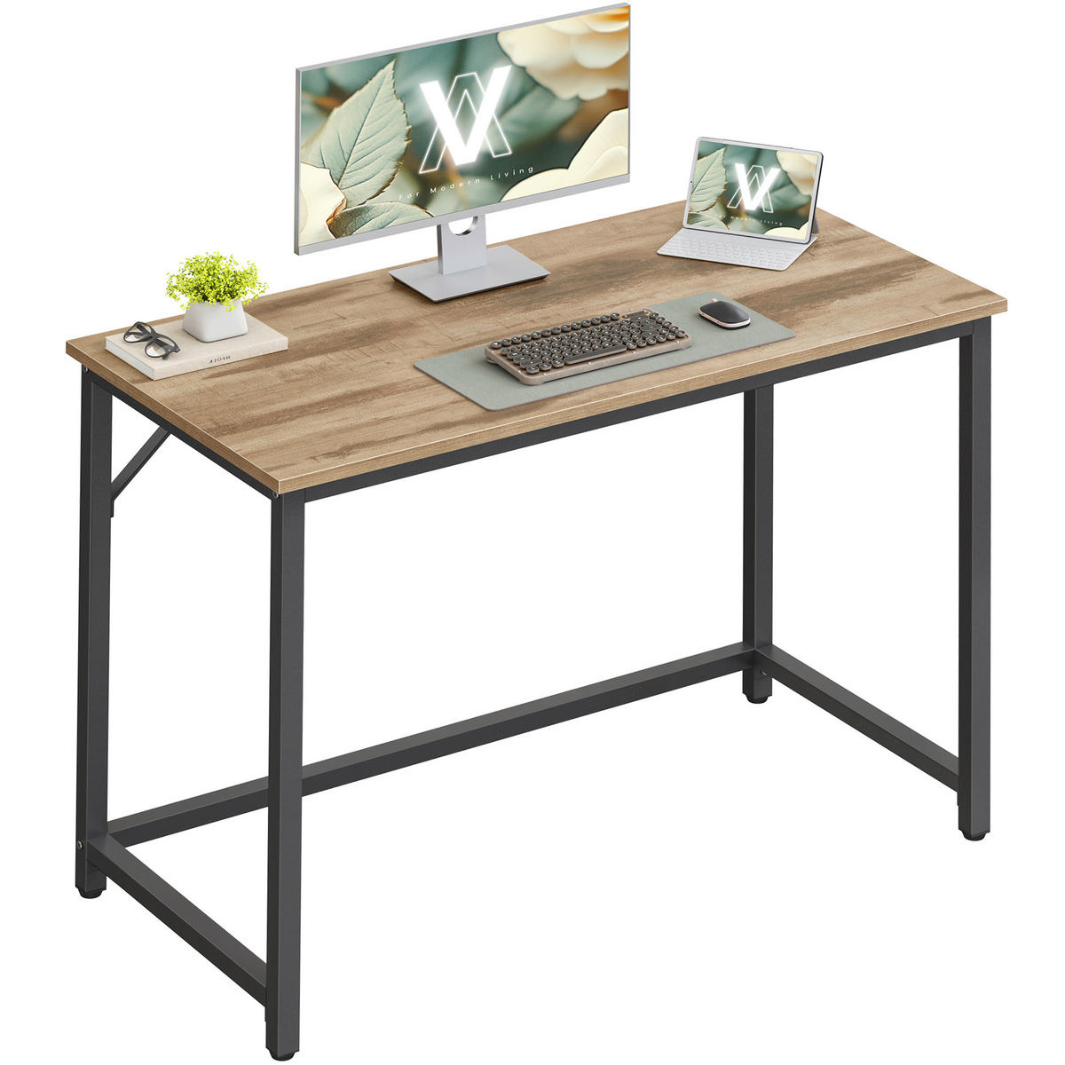PC STÔL, hnedá, čierna, 100/50/76 cm - hnedá/čierna, Basics, kov/kompozitné drevo (100/50/76cm) - Boxxx