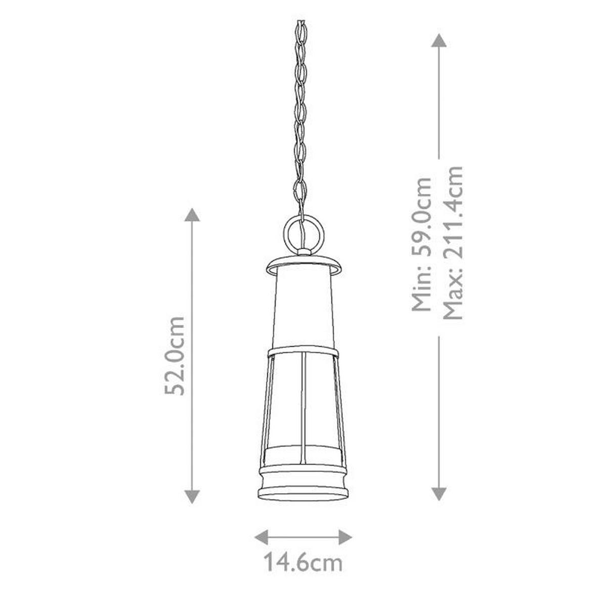 HÄNGLAMPA UTOMHUS Chelsea 14.6/59 cm  - mörkgrå, Basics, metall/glas (14.6/59cm) - Elstead Lighting