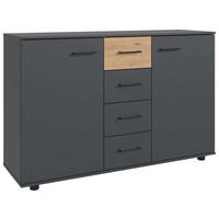 KOMMODE , 130/83/41 cm, 4 Schublade(n)  - Schwarz/Graphitfarben, KONVENTIONELL, Holzwerkstoff/Kunststoff (130/83/41cm) - Carryhome
