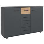 KOMMODE , 130/83/41 cm, 4 Schublade(n)  - Schwarz/Graphitfarben, KONVENTIONELL, Holzwerkstoff/Kunststoff (130/83/41cm) - Carryhome