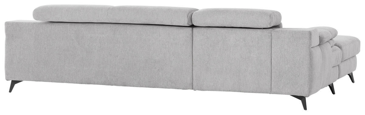 ECKSOFA in Chenille Silberfarben  - Silberfarben/Schwarz, Design, Textil/Metall (291/80-98/178cm) - Livetastic