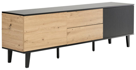 LOWBOARD  in 172/56/40 cm  - Schwarz/Eiche Artisan, Design, Holzwerkstoff/Metall (172/56/40cm) - Xora