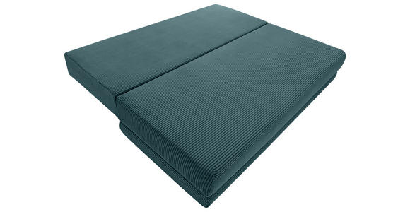 SCHLAFSOFA Cord Petrol Rückenkissen, Armlehnenkissen, Bettkasten, Schlaffunktion, Rücken echt, Liegefläche im Originalstoff  - Petrol/Schwarz, KONVENTIONELL, Holz/Textil (196/96/103cm) - Carryhome