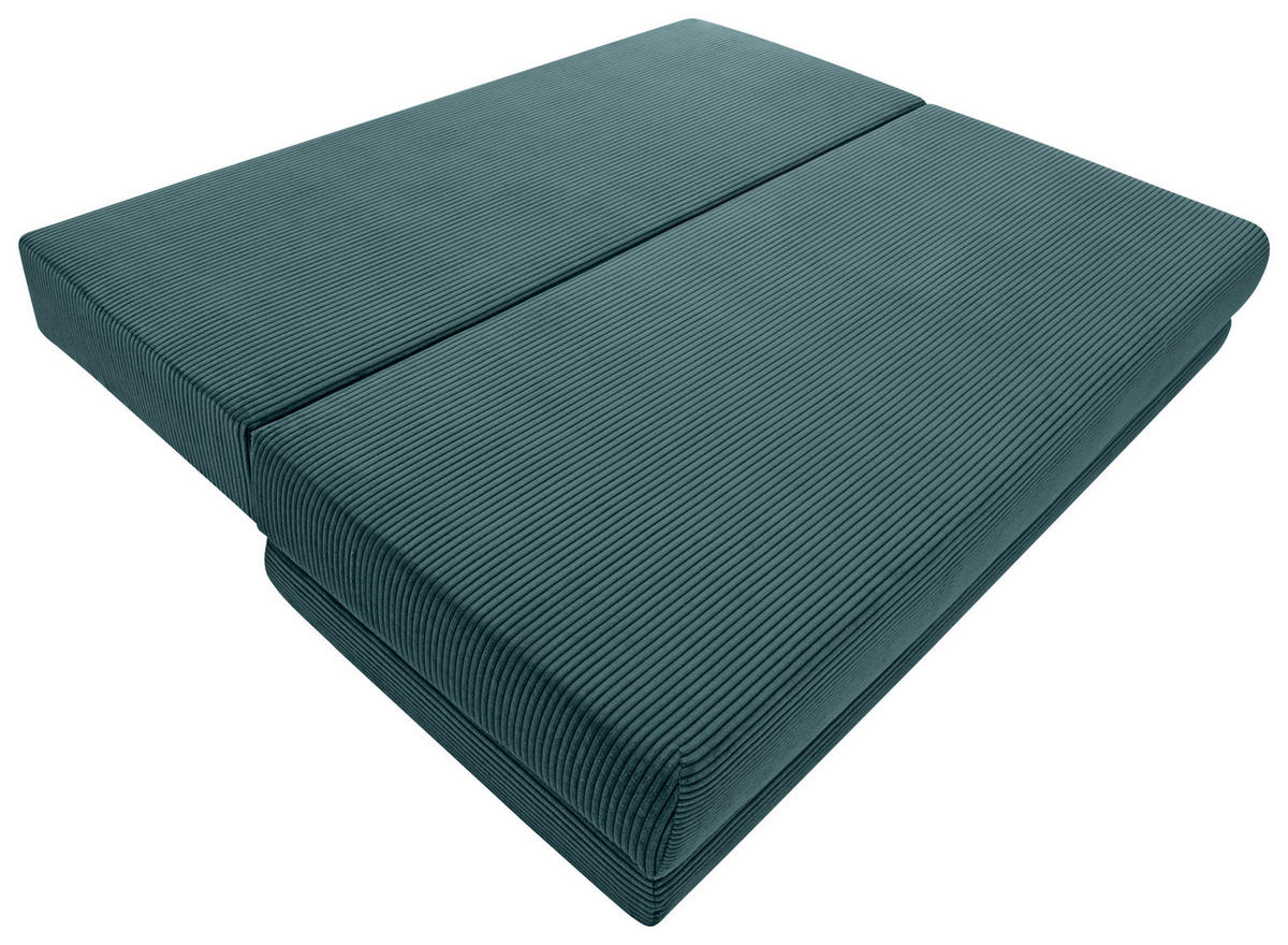 SCHLAFSOFA  mit Liegefunktion, Schlafen auf Sitzhöhe, Rücken echt Cord Petrol  - Petrol/Schwarz, KONVENTIONELL, Holz/Textil (196/96/103cm) - Carryhome