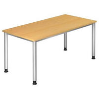 SCHREIBTISCH 160/80/68,5-81 cm  in Buchefarben  - Buchefarben/Silberfarben, KONVENTIONELL, Holzwerkstoff/Metall (160/80/68,5-81cm) - Venda