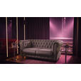 CHESTERFIELD-SOFA  in Samt Grau, Schwarz  - Schwarz/Grau, Trend, Holz/Textil (165/73/87cm) - Xora