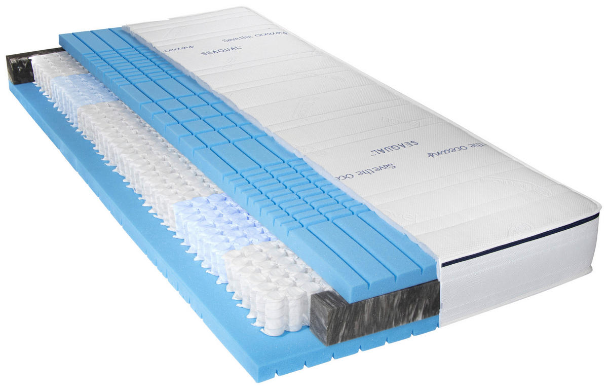 TASCHENFEDERKERNMATRATZE Emotion S60 Hybrid 160/200 cm Höhe ca. 21 cm  H3 + H4 = fest + sehr fest  - Weiss, Basics, Textil (160/200cm) - Novel