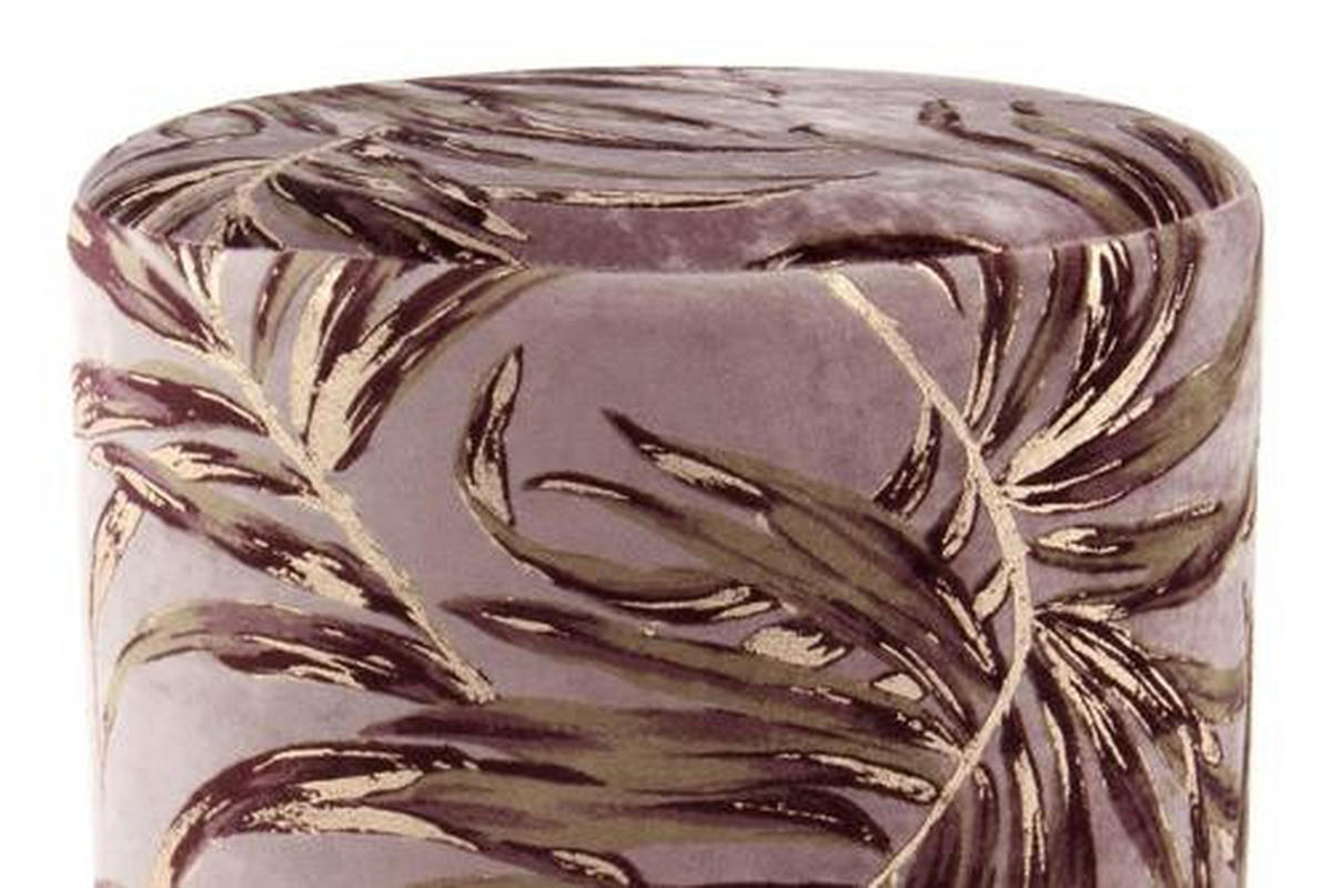 HOCKER in Textil Violett  - Violett/Goldfarben, Design, Textil/Metall (35/46/35cm) - Kayoom