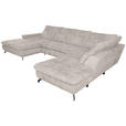 WOHNLANDSCHAFT Creme Struktur  - Creme/Schwarz, KONVENTIONELL, Textil/Metall (188/357/253cm) - Carryhome