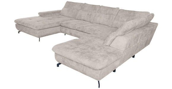 WOHNLANDSCHAFT Creme Struktur  - Creme/Schwarz, KONVENTIONELL, Textil/Metall (188/357/253cm) - Carryhome