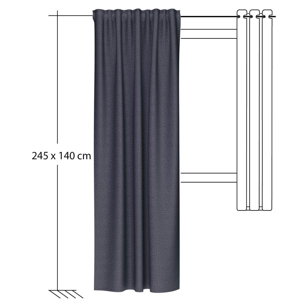 FERTIGVORHANG  blickdicht  140/245 cm   - Graphitfarben, Basics, Textil (140/245cm) - Fuggerhaus