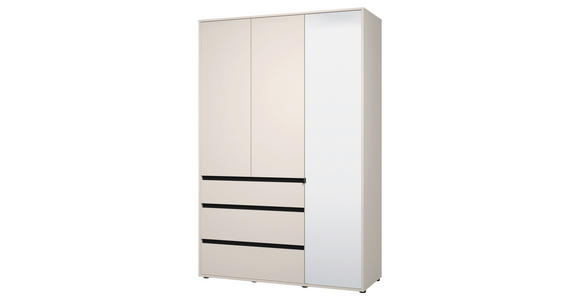 DREHTÜRENSCHRANK 3-türig Schwarz, Kaschmir - Kaschmir/Schwarz, Basics, Glas/Holzwerkstoff (138/210,5/54,5cm) - Xora