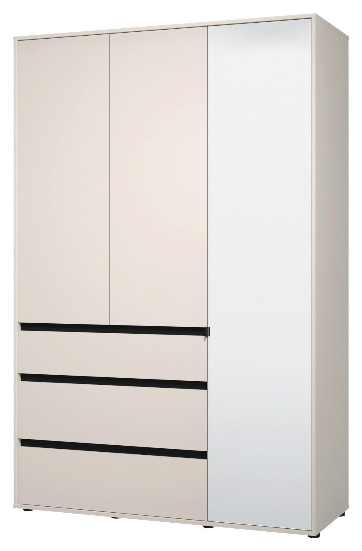 DREHTÜRENSCHRANK 3-türig Schwarz, Kaschmir  - Kaschmir/Schwarz, Basics, Glas/Holzwerkstoff (138/210,5/54,5cm) - Xora
