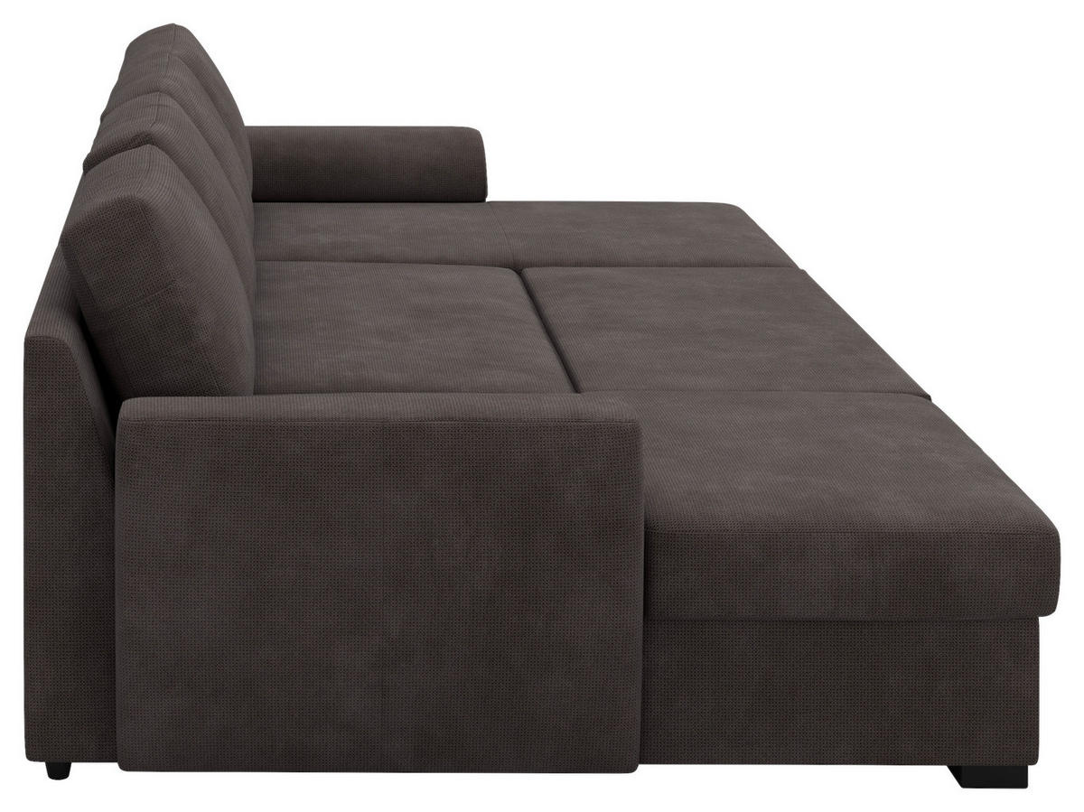 SJEDEĆA GARNITURA tekstil  smeđa   - smeđa/crna, Trend, tekstil/plastika (154/327/86cm) - MID.YOU