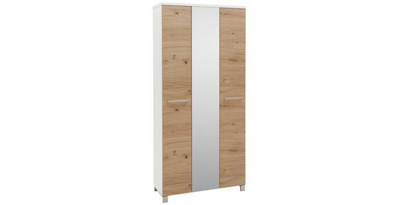GARDEROBENSCHRANK 90/193/37 cm - Chromfarben/Eichefarben, Design, Glas/Holz (90/193/37cm) - Dieter Knoll