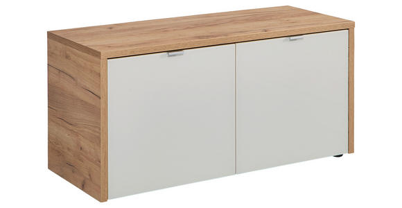 GARDEROBENBANK Eichefarben, Kaschmir - Kaschmir/Eichefarben, Design, Glas/Kunststoff (98/48/40cm) - Voleo