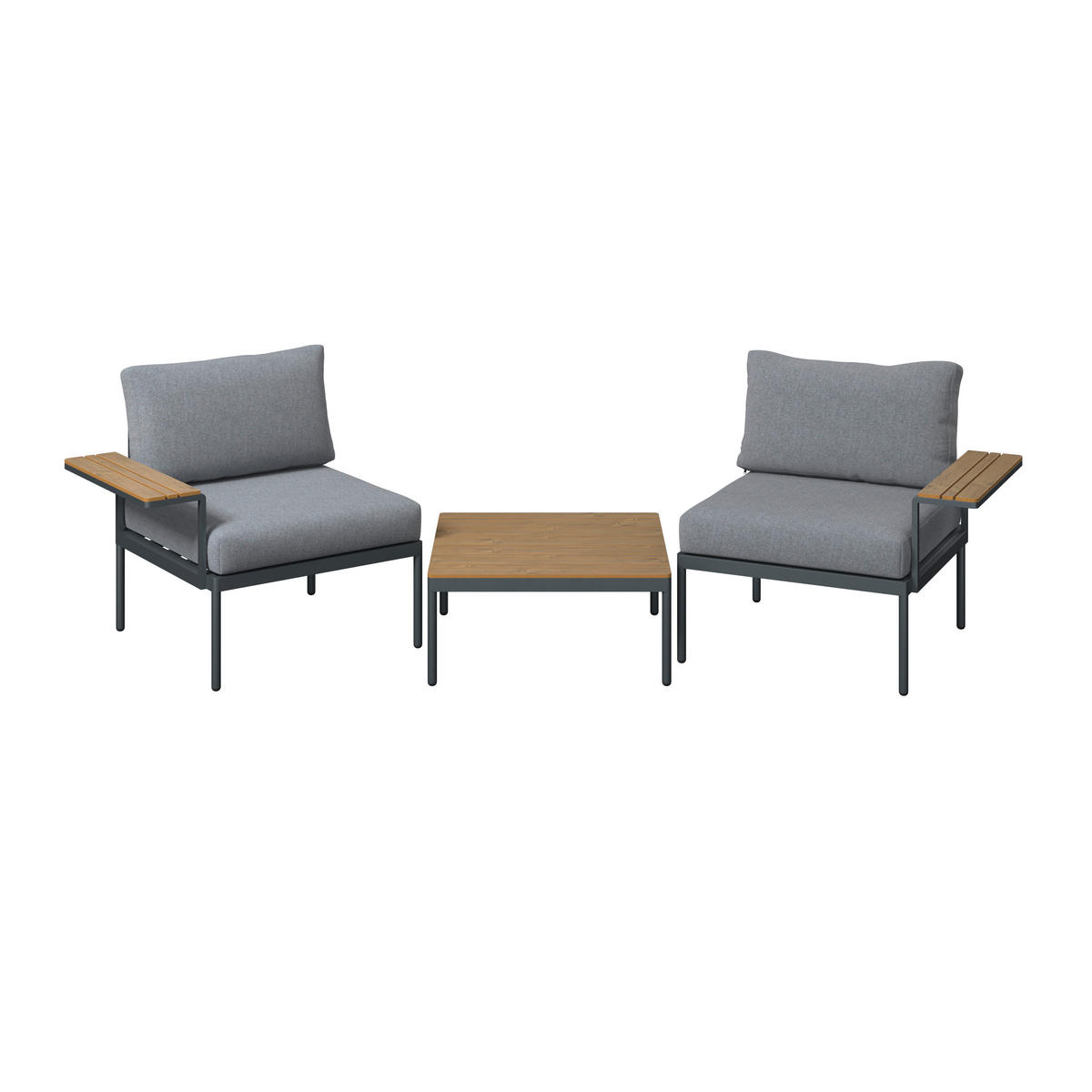 TERASOVÁ SEDACÍ SOUPRAVA 3dílné, kov, plast, textil - tmavě šedá/přírodní barvy, Moderní, kov/textil (85/64.5/71.5cm) - Ambia Garden