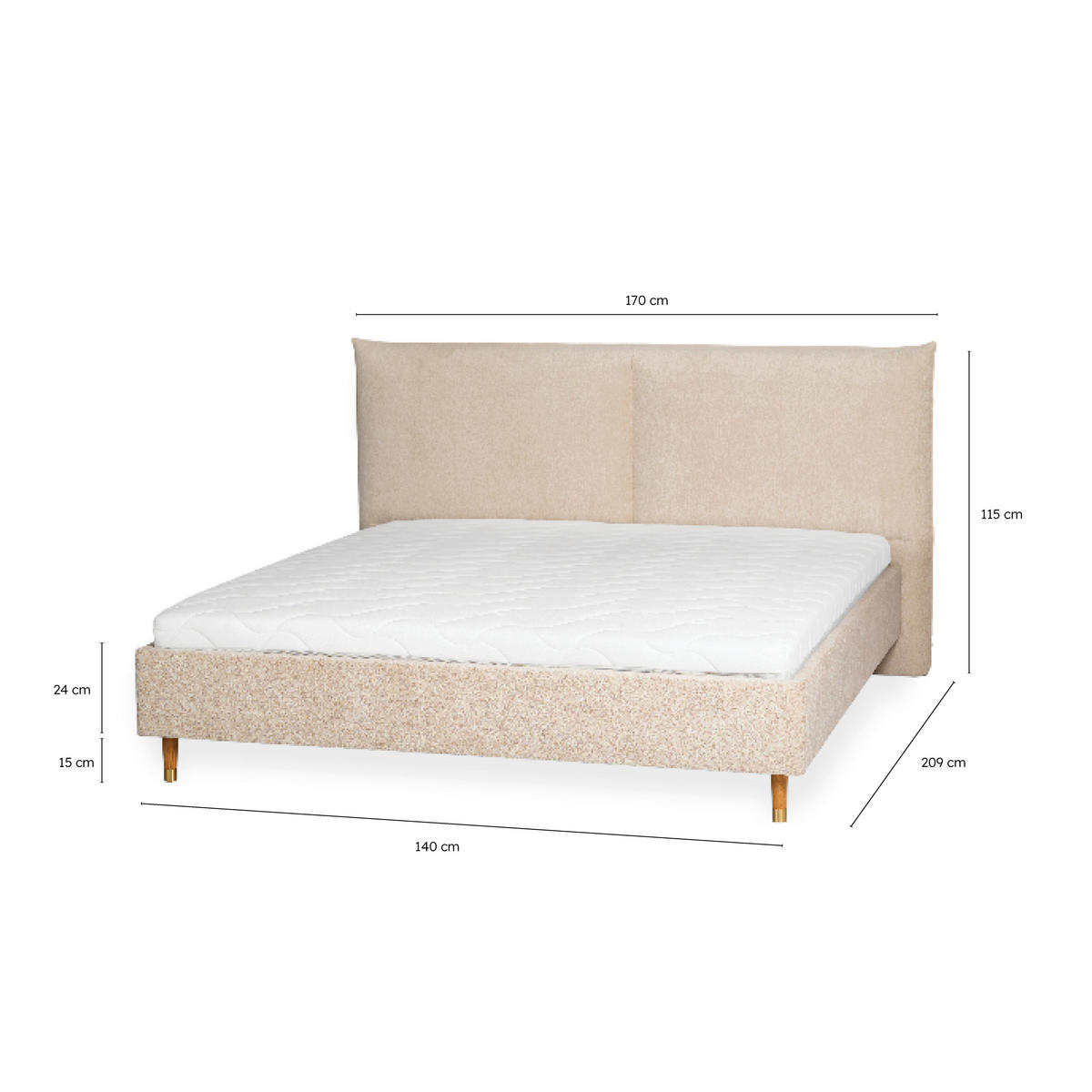 POLSTERBETT Beige 140/200 cm  - Eichefarben/Beige, MODERN, Holz/Textil (140/200cm) - Livetastic