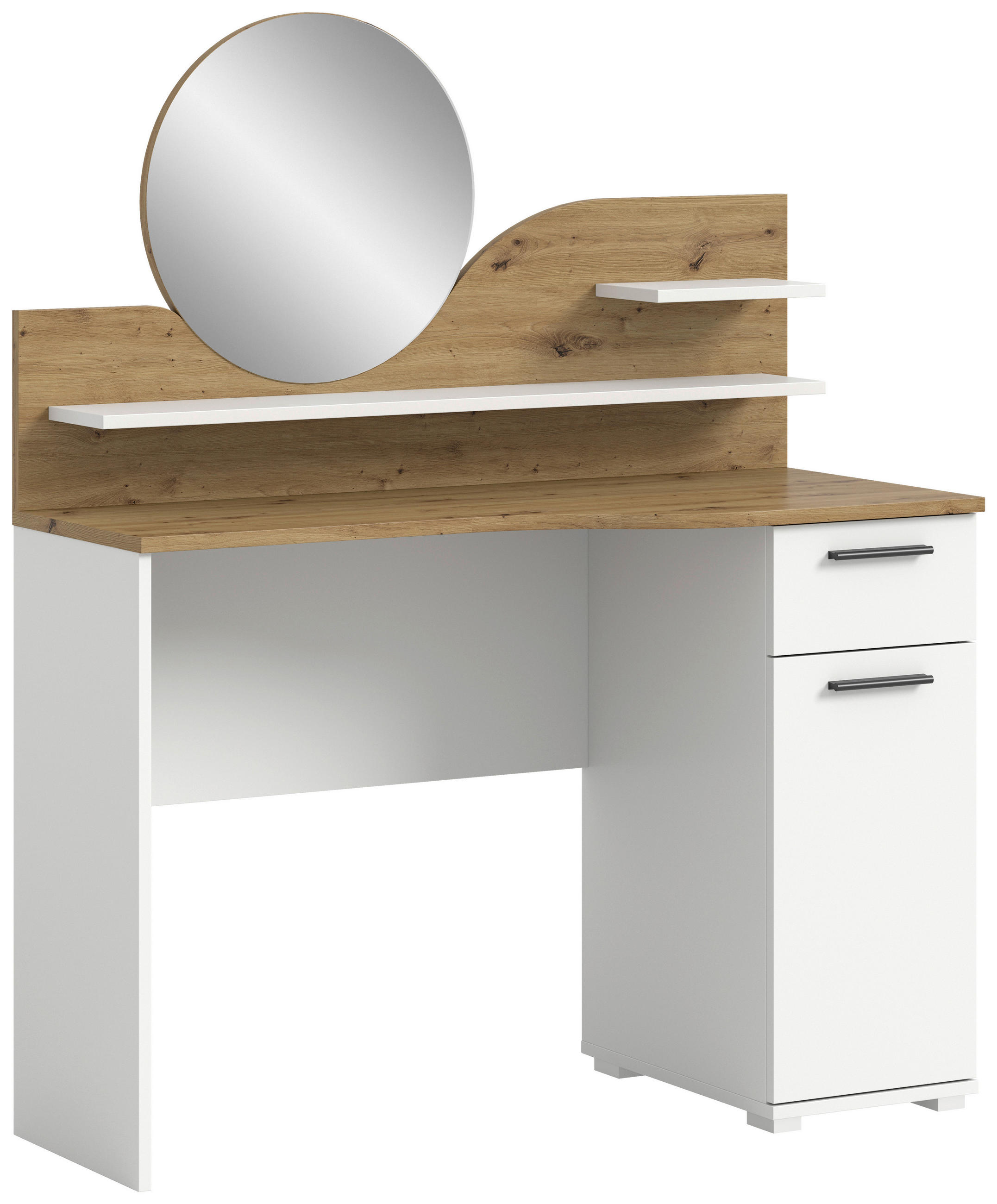 TOALETNÝ STOLÍK, biela, farba duba, 110/135/46 cm - čierna/biela, Design, kompozitné drevo/plast (110/135/46cm) - MID.YOU