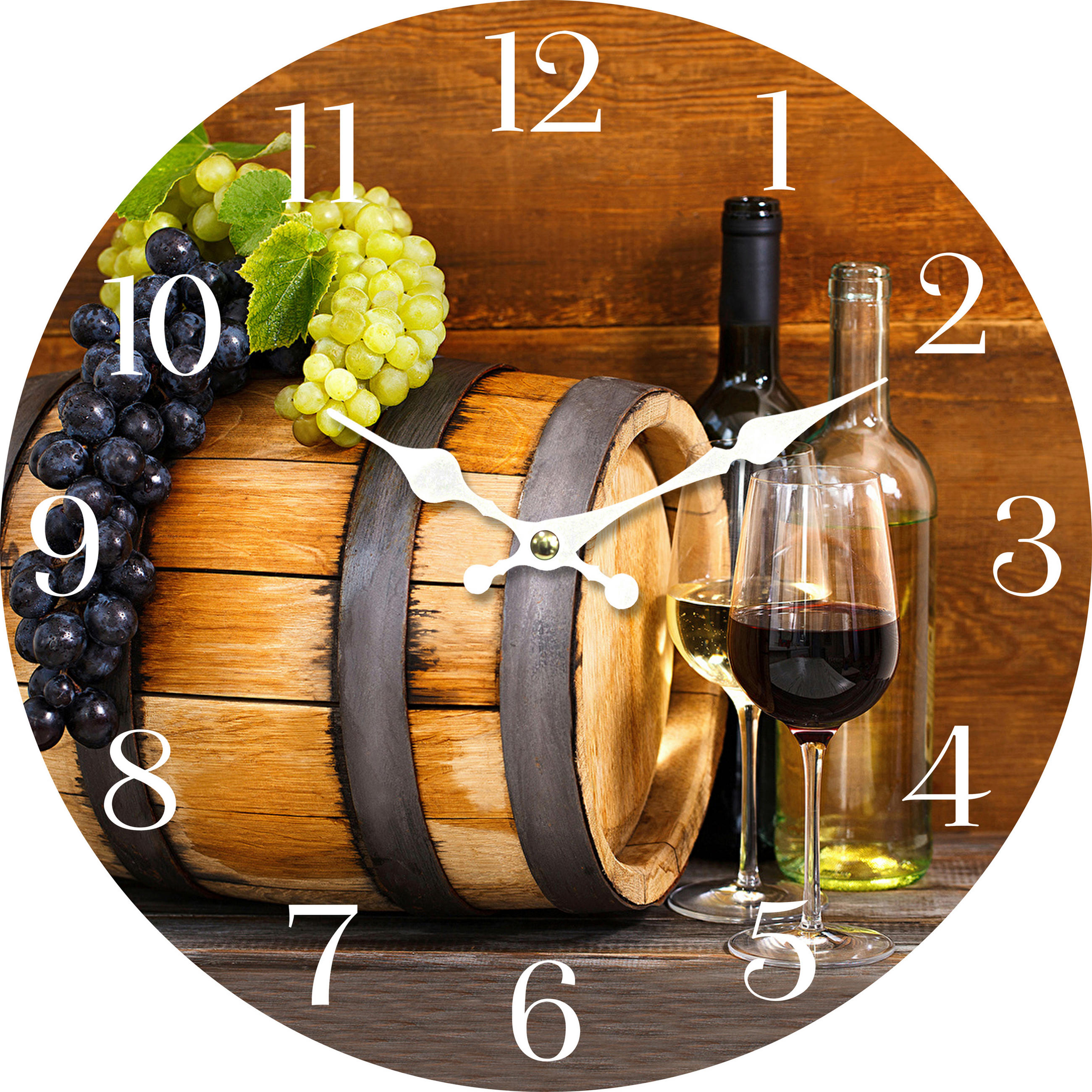 WANDUHR Braun, Grau, Weiß, Hellgrün, Beige, Weinrot  - Beige/Weinrot, Basics, Holz/Papier (34cm) - Ambia Home