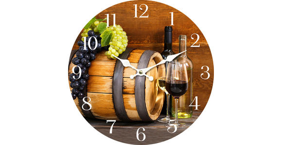 WANDUHR Braun, Grau, Weiß, Hellgrün, Beige, Weinrot  - Beige/Weinrot, Basics, Holz/Papier (34cm) - Ambia Home