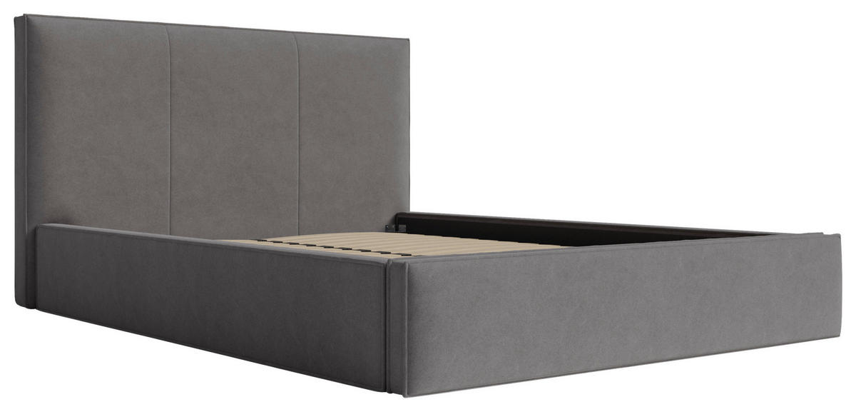 POLSTERBETT Bettkasten, Lattenrost 200/200 cm  in Grau  - Schwarz/Grau, Design, Holz/Textil (200/200cm) - Boxxx