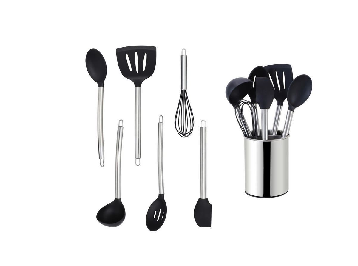 KÜCHENHELFERSET  - Silberfarben/Schwarz, Basics, Kunststoff/Metall (13cm) - Echtwerk