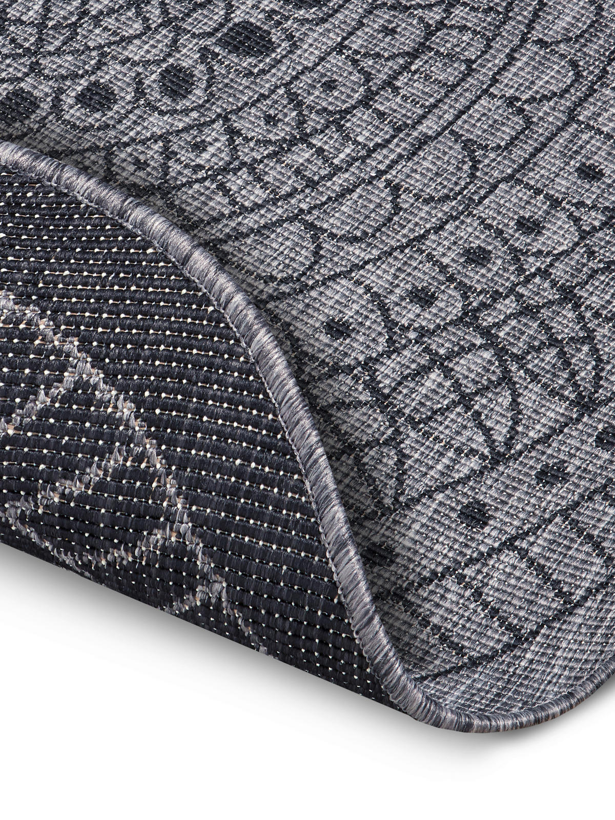 OUTDOORTEPPICH 100 cm Twin Schwarz, Grau  - Schwarz/Grau, Design, Kunststoff (100cm) - Hanse Home