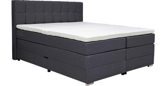 BOXSPRINGBETT 180/200 cm  in Schwarz  - Alufarben/Schwarz, KONVENTIONELL, Kunststoff/Textil (180/200cm) - Carryhome