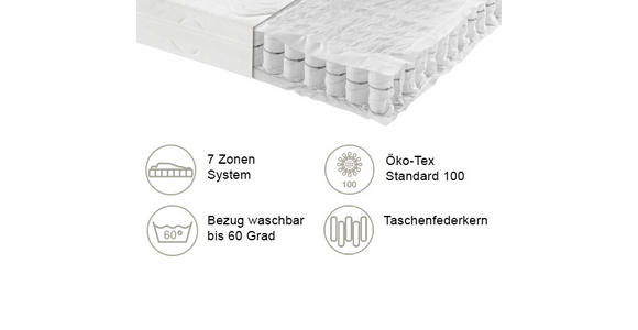 TASCHENFEDERKERNMATRATZE 180/200 cm  - Weiß, Basics, Textil (180/200cm) - Sleeptex