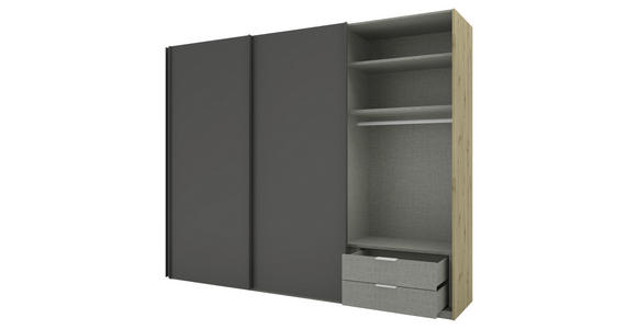 SCHWEBETÜRENSCHRANK 270/223/69 cm 3-türig Anthrazit, Eiche Artisan - Anthrazit/Eiche Artisan, KONVENTIONELL, Holzwerkstoff/Metall (270/223/69cm) - Novel