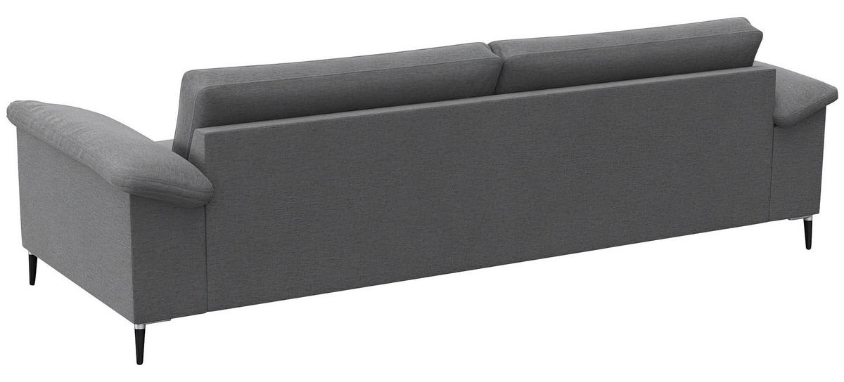 3-SITZER-SOFA Flachgewebe Grau  - Alufarben/Schwarz, Design, Textil/Metall (241/84,5/92cm) - Livetastic