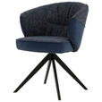 ARMLEHNSTUHL  in Eisen Webstoff, Mikrofaser  - Blau/Schwarz, Design, Textil/Metall (61/82,5/62,5cm) - Novel