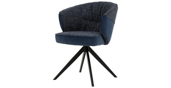ARMLEHNSTUHL in Eisen Webstoff, Mikrofaser - Blau/Schwarz, Design, Textil/Metall (61/82,5/62,5cm) - Novel