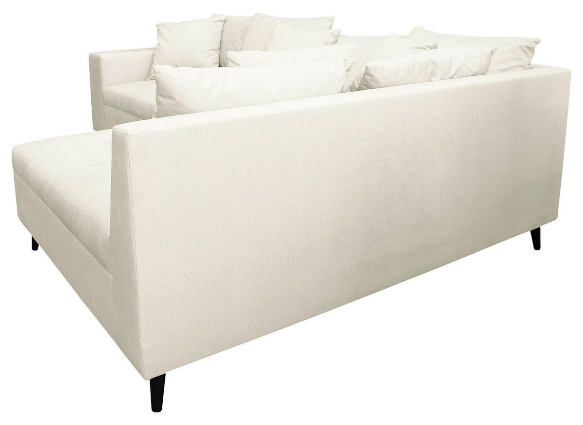 Ecksofa inkl. Hocker in Mikrofaser Hellgrau  - Hellgrau/Schwarz, Design, Holz/Textil (247/174cm) - MID.YOU