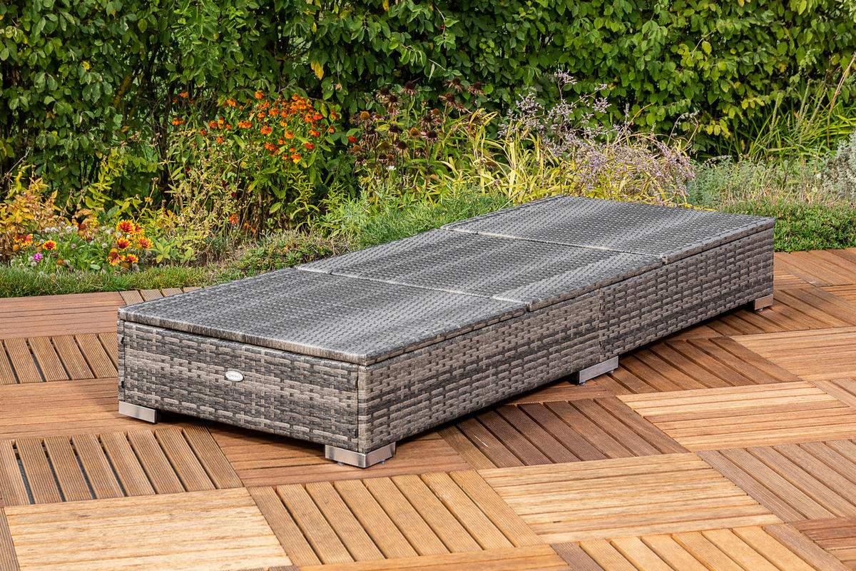 SONNENLIEGE 195/26/73 cm  - Grau, MODERN, Kunststoff/Metall (195/26/73cm) - Gardenson