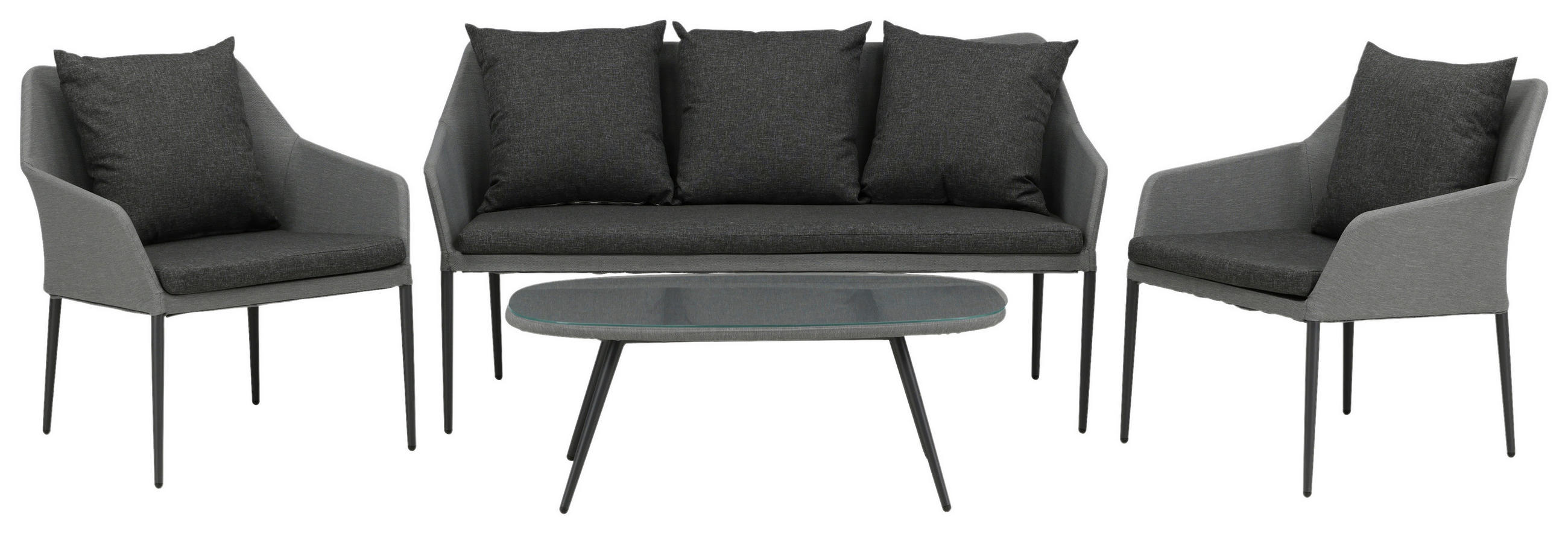 LOUNGEGRUPP  - grå/svart, Klassisk, metall/textil - Gardenson