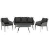 LOUNGEGARNITUR   Aluminium  - Schwarz/Grau, KONVENTIONELL, Textil/Metall - Gardenson