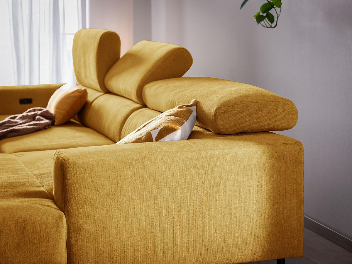 SAROKKANAPÉ textil sárga  - sárga/fekete, Design, textil/fém (317/193cm) - Xora