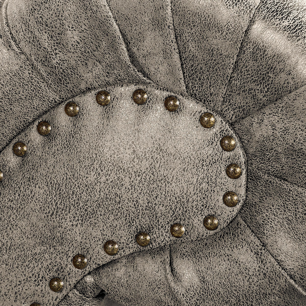 RÉCAMIERE Lederlook Hellgrau  - Hellgrau/Braun, Design, Holz/Textil (185/93/75cm) - Livetastic