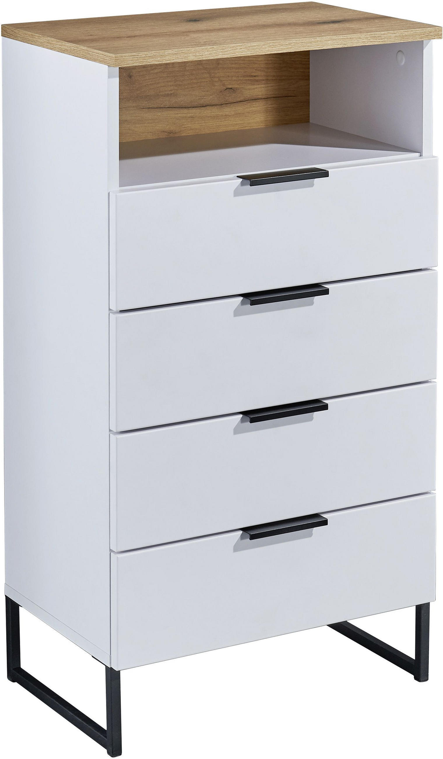 MIDISCHRANK 50/91/32 cm  - Eichefarben/Schwarz, KONVENTIONELL, Holzwerkstoff/Metall (50/91/32cm) - home24