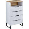 MIDISCHRANK 50/91/32 cm  - Eichefarben/Schwarz, KONVENTIONELL, Holzwerkstoff/Metall (50/91/32cm) - home24