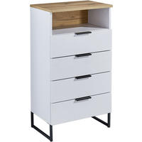 MIDISCHRANK 50/91/32 cm  - Eichefarben/Schwarz, KONVENTIONELL, Holzwerkstoff/Metall (50/91/32cm) - home24