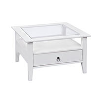 COUCHTISCH in Holz, Glas 75/45/75 cm  - Weiss, Romantik / Landhaus, Glas/Holz (75/45/75cm) - MID.YOU