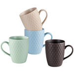 KAFFEEBECHERSET 4-teilig  - Pastellblau/Beige, Trend, Keramik (390ml) - Landscape