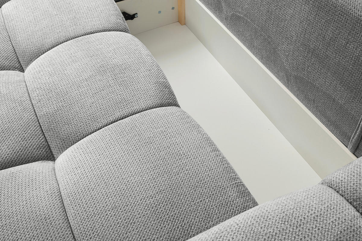 ECKSOFA in Chenille Silberfarben  - Silberfarben/Schwarz, Design, Textil/Metall (267/185cm) - Stylife