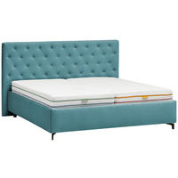 POLSTERBETT gepolstertes Kopfteil, Lattenroste Blau 160/200 cm  - Blau/Birkefarben, KONVENTIONELL, Holz/Textil (160/200cm) - Novel