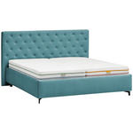 POLSTERBETT gepolstertes Kopfteil, Lattenroste Hellblau 180/200 cm  - Birkefarben/Schwarz, KONVENTIONELL, Holz/Textil (180/200cm) - Novel