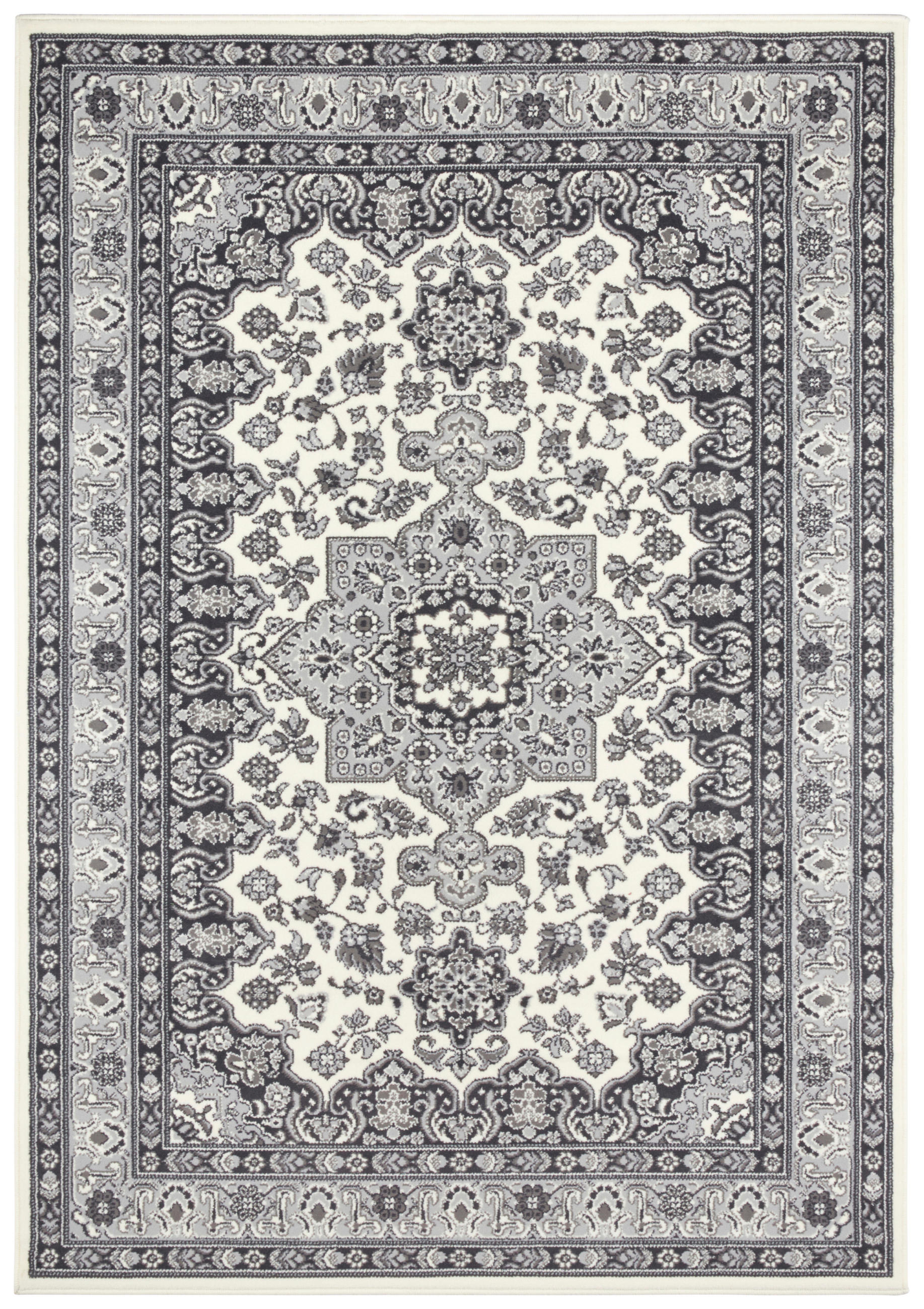 VINTAGE-TEPPICH 80/150 cm Mirkan Creme, Grau  - Creme/Grau, Basics, Kunststoff/Textil (80/150cm)